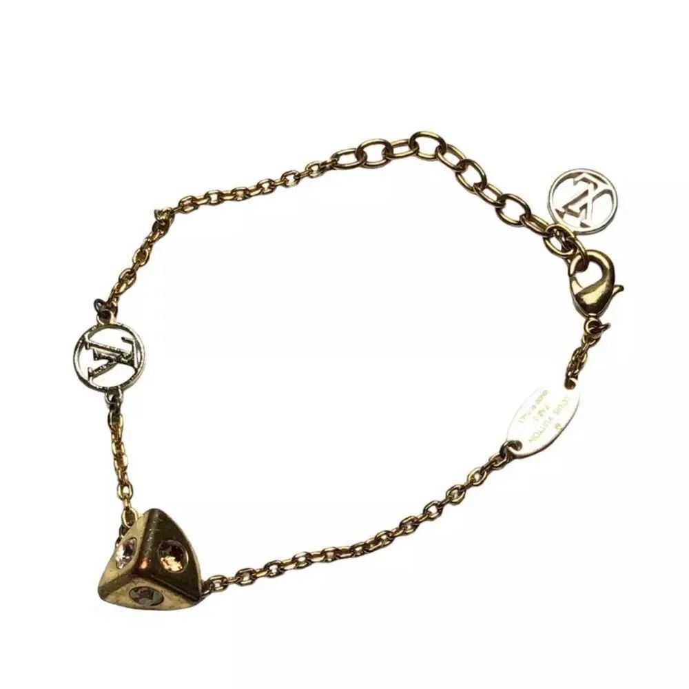 LOUIS VUITTON Bracelet Metal Rhinestones L19.5cm  Authentic